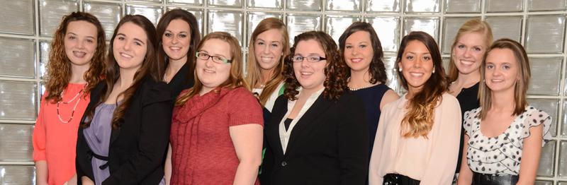 Contestants in Campbellsville University’s Valentine Pageant include from left: Front row – Emily Hatley of Somerset, Ky.; Alexa Moore of Clarksville, Tenn.; Haley Roehl of Houston, Texas; Marissa Rehmet of Independence, Ky.; and Rachel Smith of Louisville, Ky. Back row – Shelby Mattingly of Versailles, Ky.; Jessica Tinsley of Marion, Ky.; Meredith Eastham of Hopkinsville, Ky.; Ellie McKinley of Campbellsville; and Danielle Salyers of Frankfort, Ky. (Campbellsville University Photo by Joshua Williams)